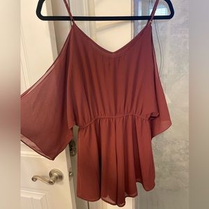 Dainty Hooligan maroon open shoulder romper size Small